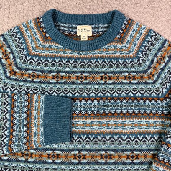 J. Crew Other - J. Crew Fair Isle Lambswool Sweater Mens M Blue Crew Neck Long Sleeve Pullover
